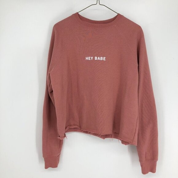 Brunette The Label  Pink Hey Babe Cropped Crewneck Sweatshirt XS/S - Picture 12 of 12